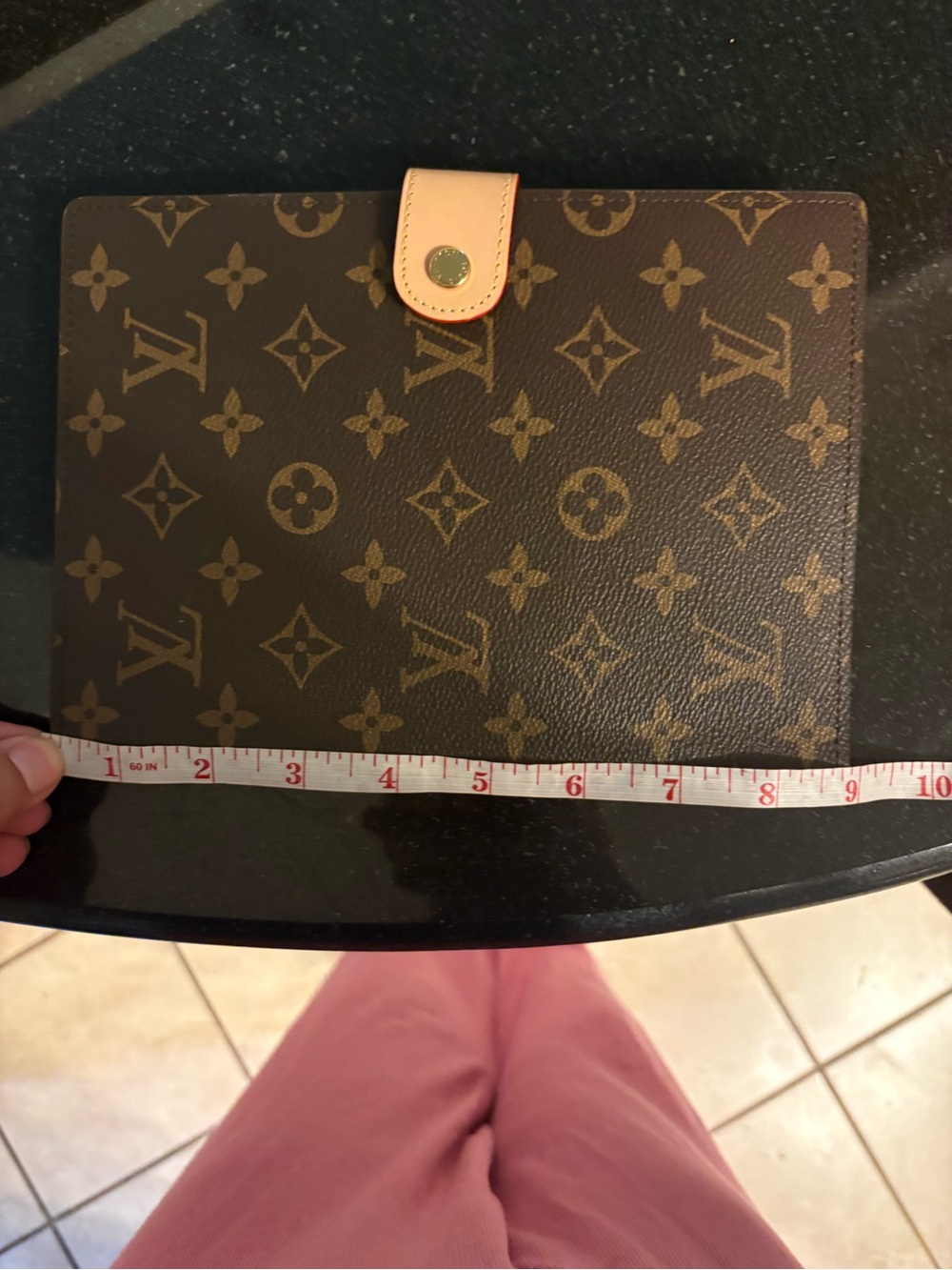FaSHION Agenda Notebook Monogram Canvas Tablet Case with Tan Snap - Picture 10 of 10